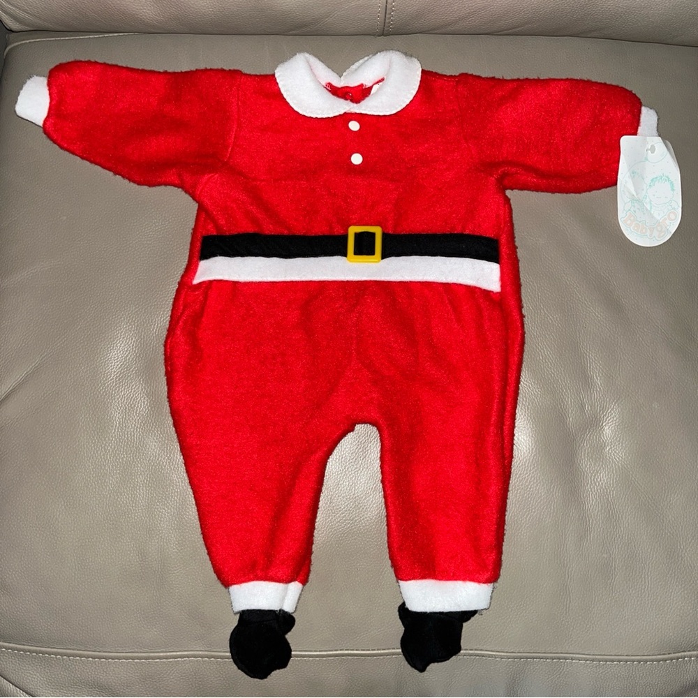 New SANTA SUIT ONESIE INFANT BABYGRO one piece baby sz Large polyester USA Made